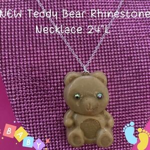 Gummy Teddy Bear Necklace Sterling Silver Swarovski Rhinestone Baby Shower gift
